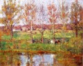 Cows by the Stream Impressionist Indiana landscapes Theodore Clement Steele